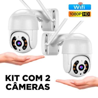 Imagem de Kit com 2 Câmeras IP Wi-Fi rotativa externa dome à prova d'água e HD I