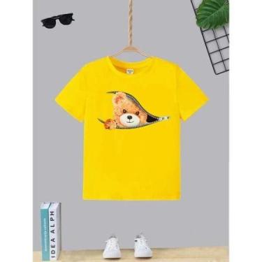 Imagem de Blusa Manga Curta T-shirt Camiseta Infantil Juvenil Teen Urso Zíper Mo
