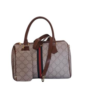 Imagem de BOLSA COURO SINTETICO BAÚ MARROM CLARO COM MARROM ESCURO REPLICA