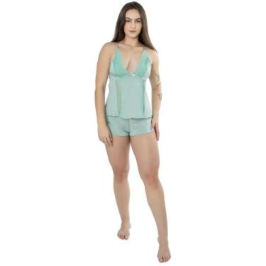Imagem de Baby doll feminino sexy short doll com detalhe em renda pijama - ALTIE