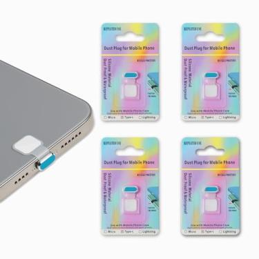 Imagem de Donkiyana Plugue antipoeira para capa de celular, pacote com 4 capas de proteção de porta de carregamento tipo C antipoeira e antiperda para iPhone 15/16, Samsung Galaxy S22/S21/S20, Note 20, todos os
