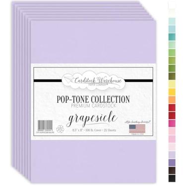 Imagem de Cardstock Warehouse Papel cartolina de uva em tom pop-tone roxo claro/lavanda – 25 folhas, 21,6 x 28 cm – 45,4 kg/270 g/m² Premium roxo cartolina para corte, impressão, fabricação de cartões e