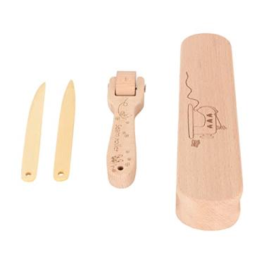 Imagem de Clapper de alfaiate conjunto de rolos de costura Turner Turner Costure Tool Fertamente polido Clapper de madeira para alfaiate Quilters Crafters feitos de madeira de faia e