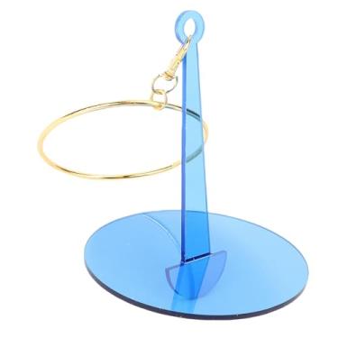 Imagem de Suporte de fio de pulso, suporte de fio para pendurar, bola de pulso portátil, spinner com presilha de fixação, giratório de crochê leve para crochê, tricô, amantes de artesanato (azul)