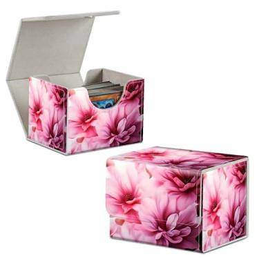 Imagem de DIGTIALL Pink Flowers Theme Turtle Theme Card Deck Box Trading Cards with Strong Magnet Commander Deck Box Storage Magic Premium Case Cover for TCG CCG Magic Cards