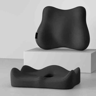 Imagem de Almofada Ergonômica Para Cadeira De Escritório, Almofada De Assento De Carro De Espuma De Memória, Alivia As Costas, Nádegas, Quadril, Cóccix, Dor Ciátic, Beige 2-1, 2pcs 13 * 16 * 3inch