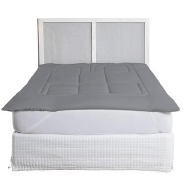 Imagem de Pillow Top Protetor De Colchão 400 Fios Super Macio Solteiro Casal Queen King(Cinza,SOLTEIRO)