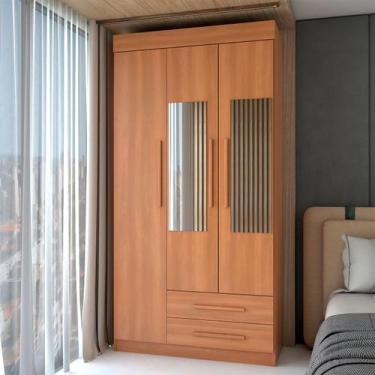 Imagem de Guarda-Roupa Solteiro Sublime 3 Portas 2 Gavetas com Espelho Cinamomo 