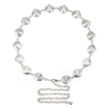 Imagem de Linkidea Cinto de corrente plus size para mulheres, cintura extra grande de metal prateado, corrente de corpo grosso ajustável de 128 cm para vestidos, festas, roupas casuais, moda, X-Large