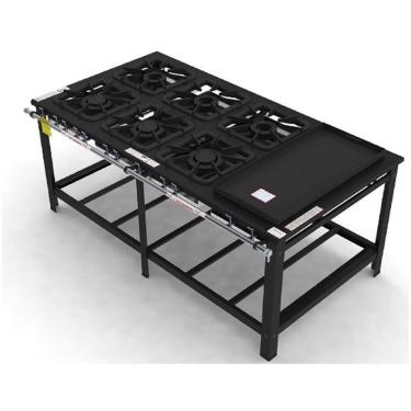 Imagem de Fogão Industrial Gastromaq 6 Bocas Mistas Com Chapa Linha Encosto Fg406emch