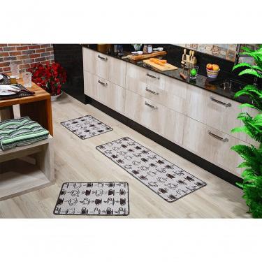 Imagem de Kit 3pçs Tapete Cozinha Prátik Jacquard Café Bege
