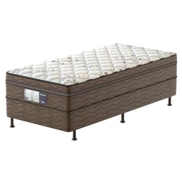 Imagem de Cama Box Conjugada De Solteiro Prodormir Probel Gray Com Pillow Top E Espuma D28 50x88x188 Cm Branco Com Marrom