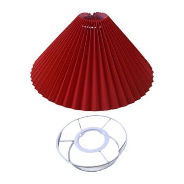 Imagem de Ioensy Luminária pendente de teto com abajur plissado, simples, para lustre, abajur pendente de sino, para casa, restaurante, quarto, Vermelho