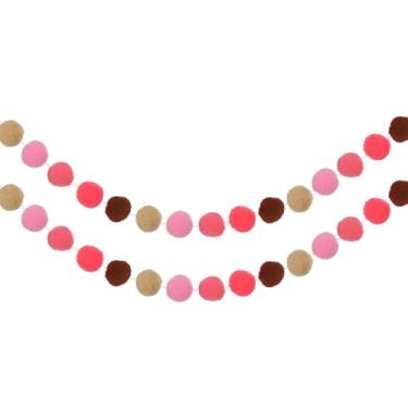 Imagem de PATIKIL 2 peças de guirlanda de pompom, faixa decorativa de 2 metros com 30 bolas de feltro para decoração de quarto de festa de aniversário, Dia das Bruxas, Ação de Graças, Natal, aniversário, festas