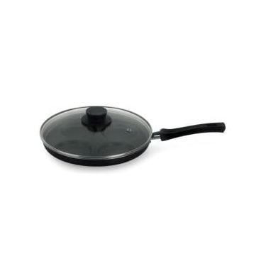 Imagem de Frigideira Antiaderente Multiuso 4 em 1 com Tampa de Vidro, 28cm, 4 Divisórias, Preta