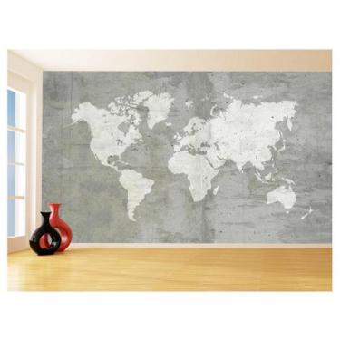 Imagem de Papel De Parede 3D Mapa Mundi Concreto Cimento 3,5M Nmu85 - Você Decor