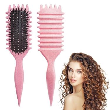 Imagem de DiorSun Escova de cabelo encaracolado, pincéis definidores de cachos, escova de pentear para cabelos cacheados, modelar e definir cachos para mulheres (rosa)