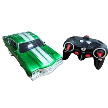 Imagem de Carro de Controle Remoto Muscle Car, Verde Metálico, 23cm, com Efeitos de Som e Drift, Bateria Recarregável