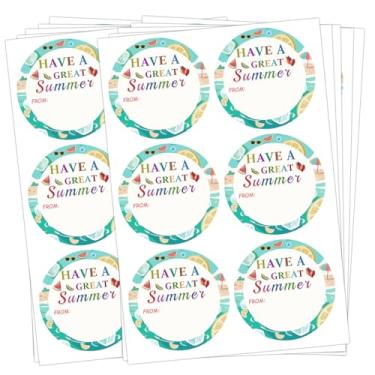 Imagem de Etiquetas de presente Happy Summer, 5 cm Have A Great Summer Holiday Etiquetas com nome adesivos autoadesivos de fim de ano escolar para presente de cartão de envelope de lembrancinhas de festa