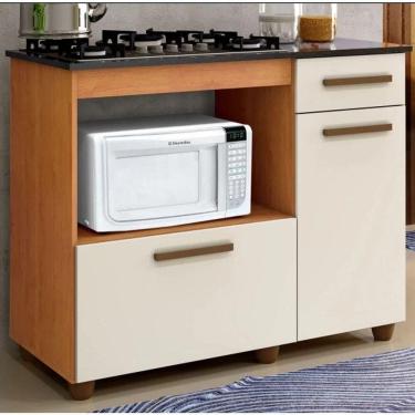 Imagem de Balcão Cooktop/forno Violeta Kaiki Móveis - Nature/off