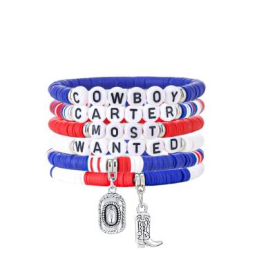 Imagem de Teemotutu Conjunto de 6 pulseiras Western Cowgirl – Joias de cowboy Carter para mulheres, acessórios de roupa para festas de shows, presentes de Natal de Dia dos Namorados para ela, One Size, argila