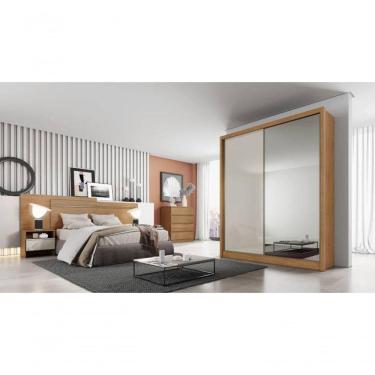 Imagem de Guarda Roupa Solteiro Com Espelho Mdf 3 Gavetas - Toledo-cumaru-fendi - Móveis Horizonte