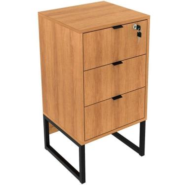 Imagem de Gaveteiro Para Escritório 3 Gavetas Com Chave Amêndoa/preto