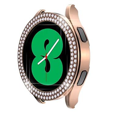 Imagem de Capa protetora rígida compatível com Galaxy Watch 5 de 40 mm e 44 mm, fileira dupla, diamante, revestimento de policarbonato, diamantes de cristal, brilhante, para Galaxy Watch 4 de 40 mm e 44 mm (44