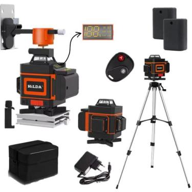 Imagem de Nível Laser Verde 16 Linhas Mostrador Digital Hilda 2 Baterias Recarre