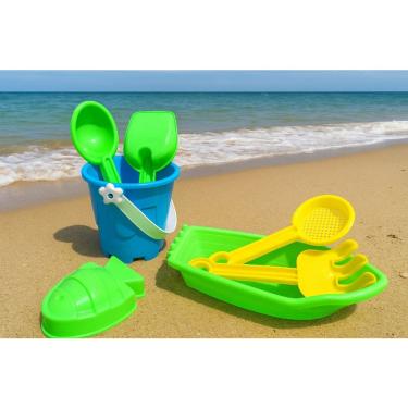 Imagem de Kit Brinquedos de Praia Infantil Barquinho com Baldinho De Areia Criança