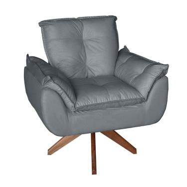 Imagem de Poltrona/cadeira Decorativa Glamour Opala Com Base Giratória 30cm Em Madeira Cinza