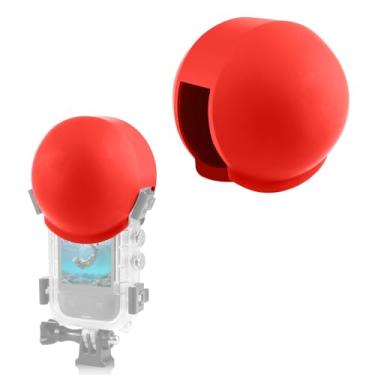 Imagem de PULUZ Protetor de lente de silicone para Insta360 X5 Capa invisível de carcaça de mergulho, capa protetora para lente protetora acessórios (vermelho)