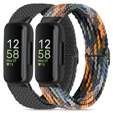Imagem de Oanux Pulseira de reposição de nylon trançado elástico compatível com Fitbit Inspire 3/Fitbit Inspire 2, pulseira de reposição esportiva para mulheres e homens Inspire 3/2