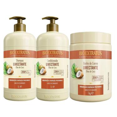 Imagem de Kit Shampoo + Condicionador + Máscara Bio Extratus Óleo de Coco