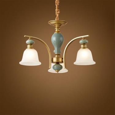 Imagem de Luxo Europeu Sala de Estar Lustre LED Americana Retro Cerâmica Restaurante Quarto Estudo Hotel Villa Café Lâmpada Pendente (C 3 Luzes)