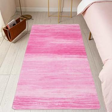 Imagem de USTIDE Tapete arco-íris rosa moderno 6,6 x 1,50 m lavável tapete rosa antiderrapante cabeceira corredor chão corredor quarto meninas tapete para lavanderia banheiro