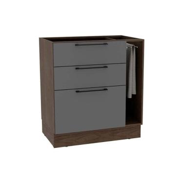 Imagem de Balcão de Cozinha Amsterdam PH 3139 c/ 3 Gavetas 1 Toalheiro e Divisor de Talheres s/ Tampo 80cm Avela/Grafite - Herval