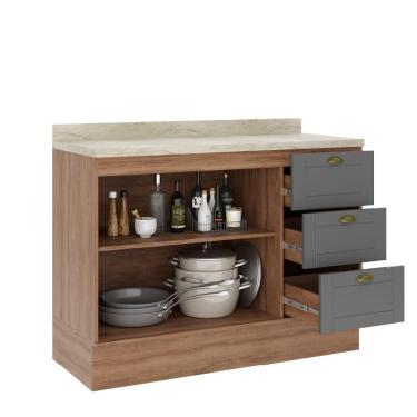 Imagem de Balcão Milla 2 Portas 3 Gavetas Nog-cinza 120cm Carraro