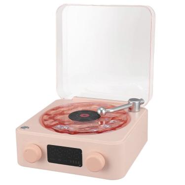 Imagem de Caixa de Som Vitrola Disco Bluetooth Usb Recarregavel Cartao Memoria TF Musica Som Luzes Led Discos Vinil Vintage