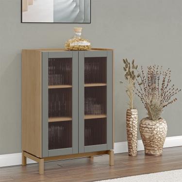Imagem de Cristaleira 2 Portas Barcelona Madeira Maciça 2156VZ Oak Ferrolack Finestra