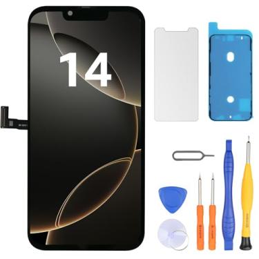 Imagem de LL TRADER Substituição de tela para iPhone 14 15.5 cm LCD Retina FHD Display COF Touch Screen Digitalizador com kits de ferramentas de reparo, fita impermeável, protetor de tela (Truetone programável