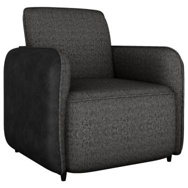 Imagem de Poltrona Decorativa Zuquire 76 Cm Linho Vancouver Corino Preto Milani Store Chumbo