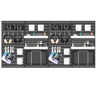 Imagem de MULSAME Kit de combinação de Pegboard, conjunto de armazenamento montado na parede de 64 x 128 cm com 8 quadros de fixação e 40 acessórios para pendurar, organizador de placas de fixação