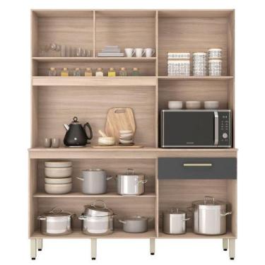 Imagem de Kit Cozinha Compacta 6 Portas 1 Gaveta Alano Avena Grafito - DEMÓBILE