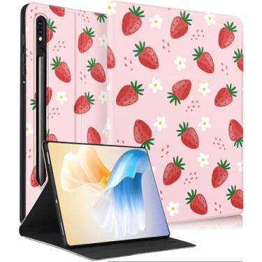 Imagem de Wazzasoft Capa para Samsung Galaxy Tab S6 10,5 polegadas 2019 para mulheres meninas capa fólio bonito design fashion feminino kawaii morango bonito estética tablet adolescentes capas para Samsung Tab