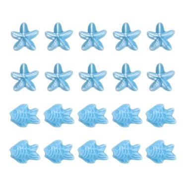 Imagem de PATIKIL 20 peças de contas de porcelana de estrela do mar, espaçador de cerâmica oceânica de 8 mm, contas soltas para pulseira, colar, brinco, joias, artesanato, faça você mesmo, azul lago