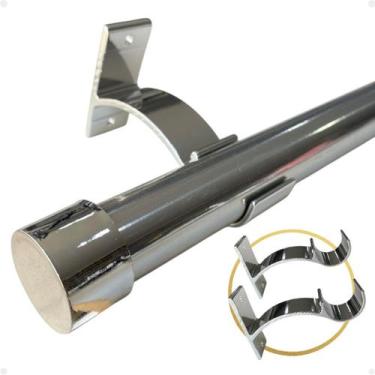 Imagem de Kit 2 Suporte Perfil Parede Varão Comum Ilhós 19mm Cortina Argola Inst