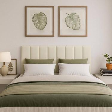 Imagem de Kit 8 Módulos Maya Adesivos de Parede 45x20 Cor Off White Compativel Com Cama Box Queen 1.58