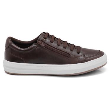 Imagem de Sapatenis Masculino Casual Couro Legitimo Palmilha Gel - RM, Marrom, 4