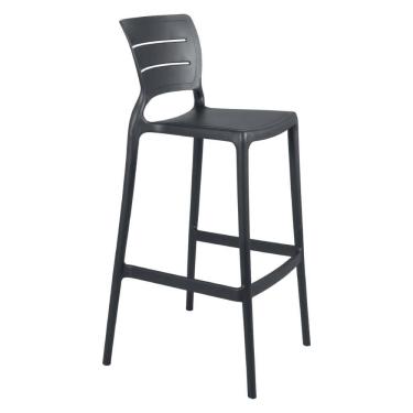 Imagem de Banqueta Alta para Bar Tramontina Amélia Grafite em Polipropileno com Proteção Antimicrobiana